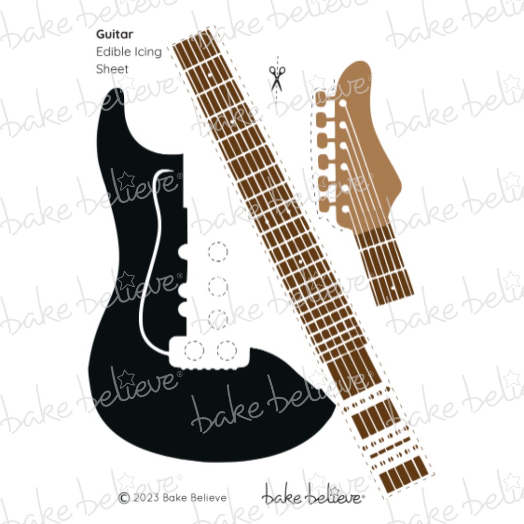 Black Guitar Edible Images