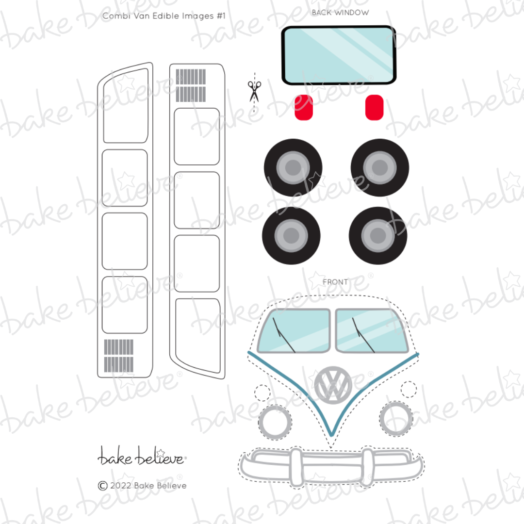 Blue Combi Van Edible Image Set