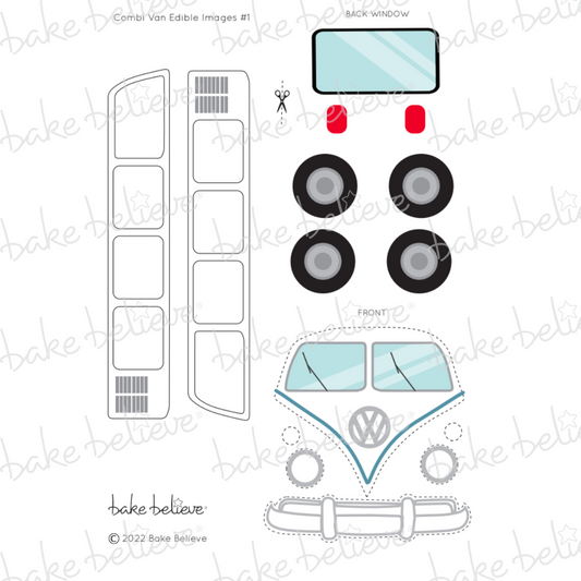 Blue Combi Van Edible Image Set