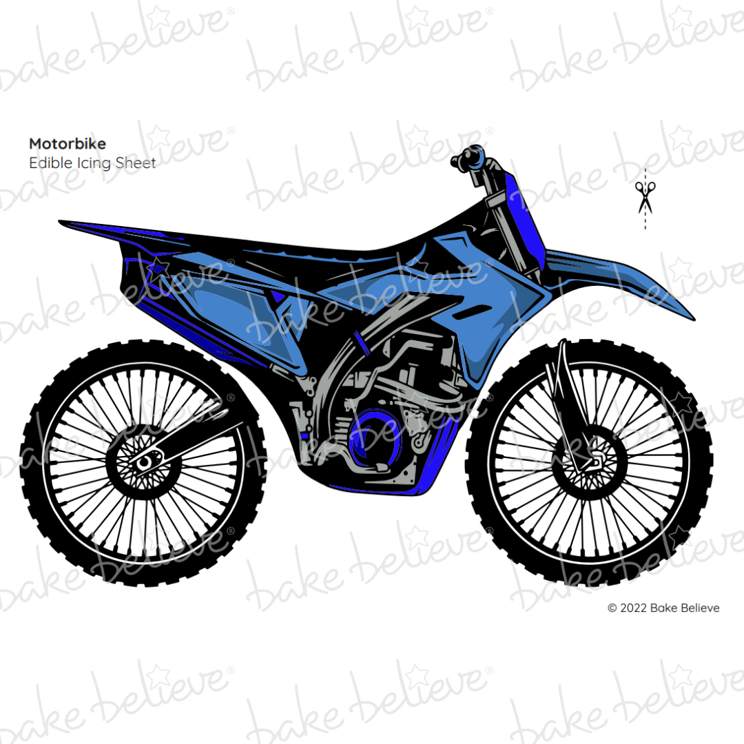 Blue Motorbike Edible Image