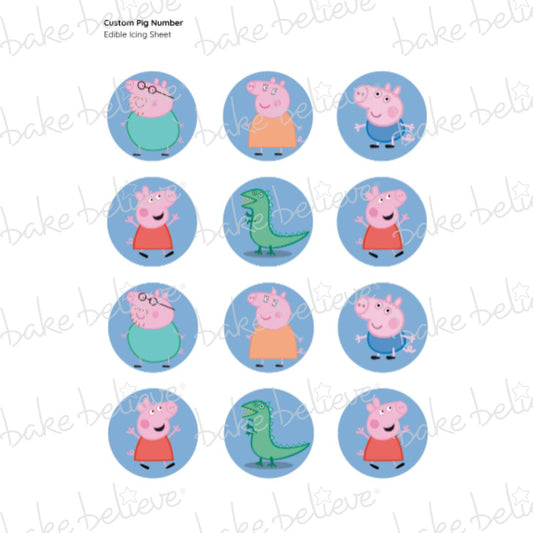 Custom Pig Number Edible Images