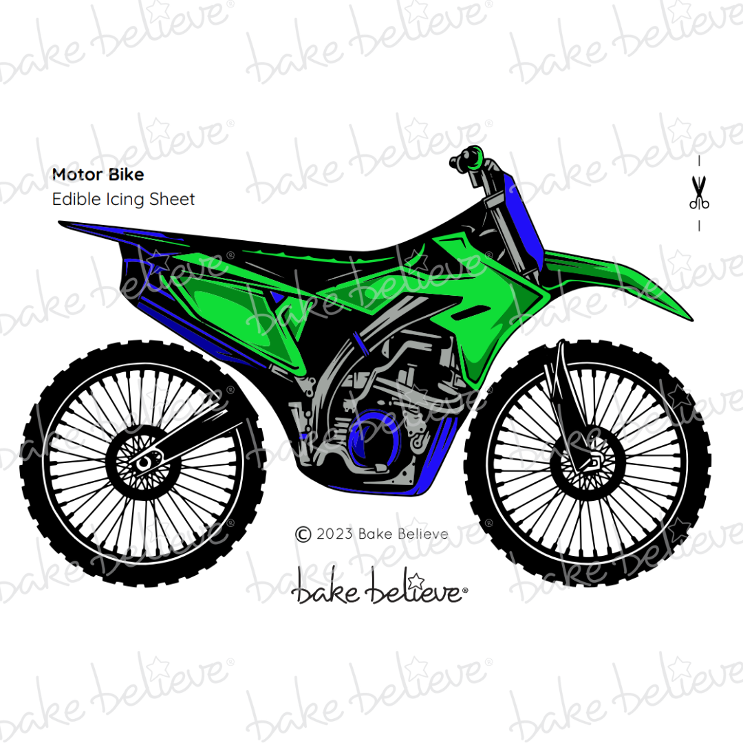 Green Motorbike Edible Image