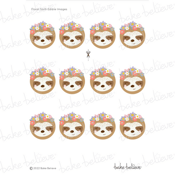 Floral Sloth Edible Images