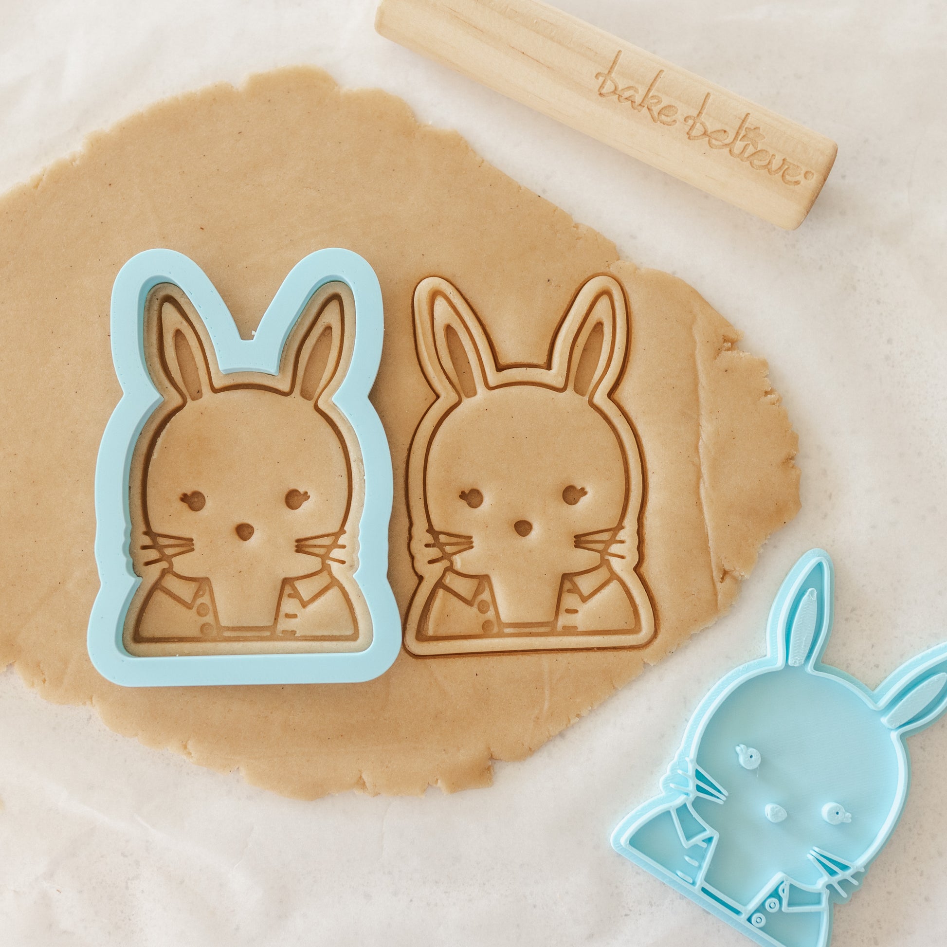 Blue bunny cookie cutter & embosser