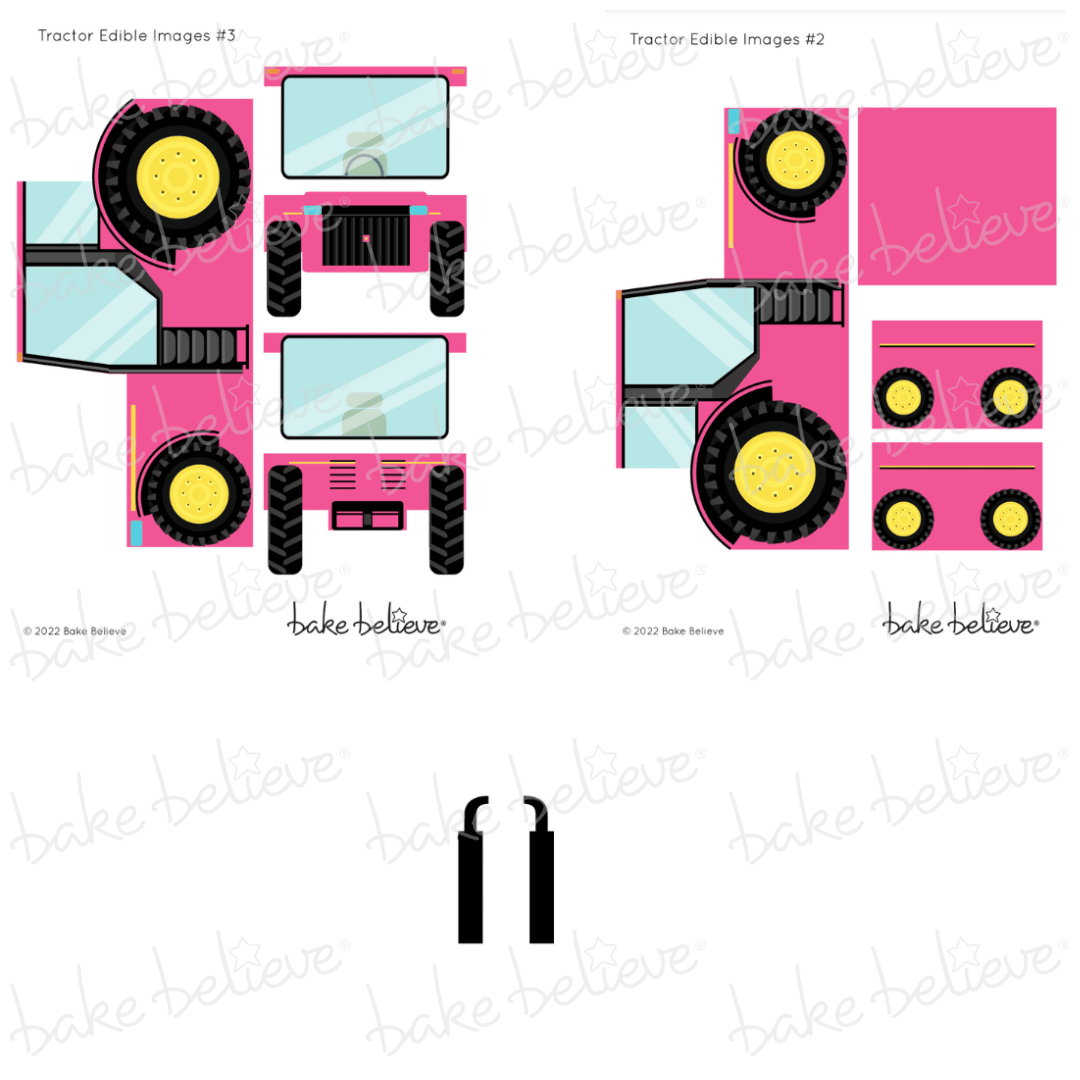 Pink Tractor Edible Image Set