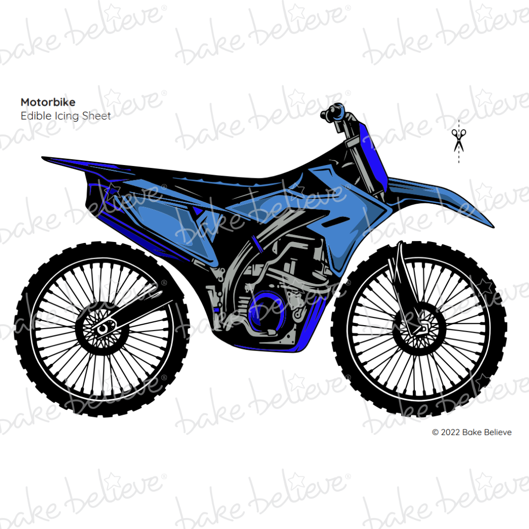 Blue Motorbike Edible Image Set