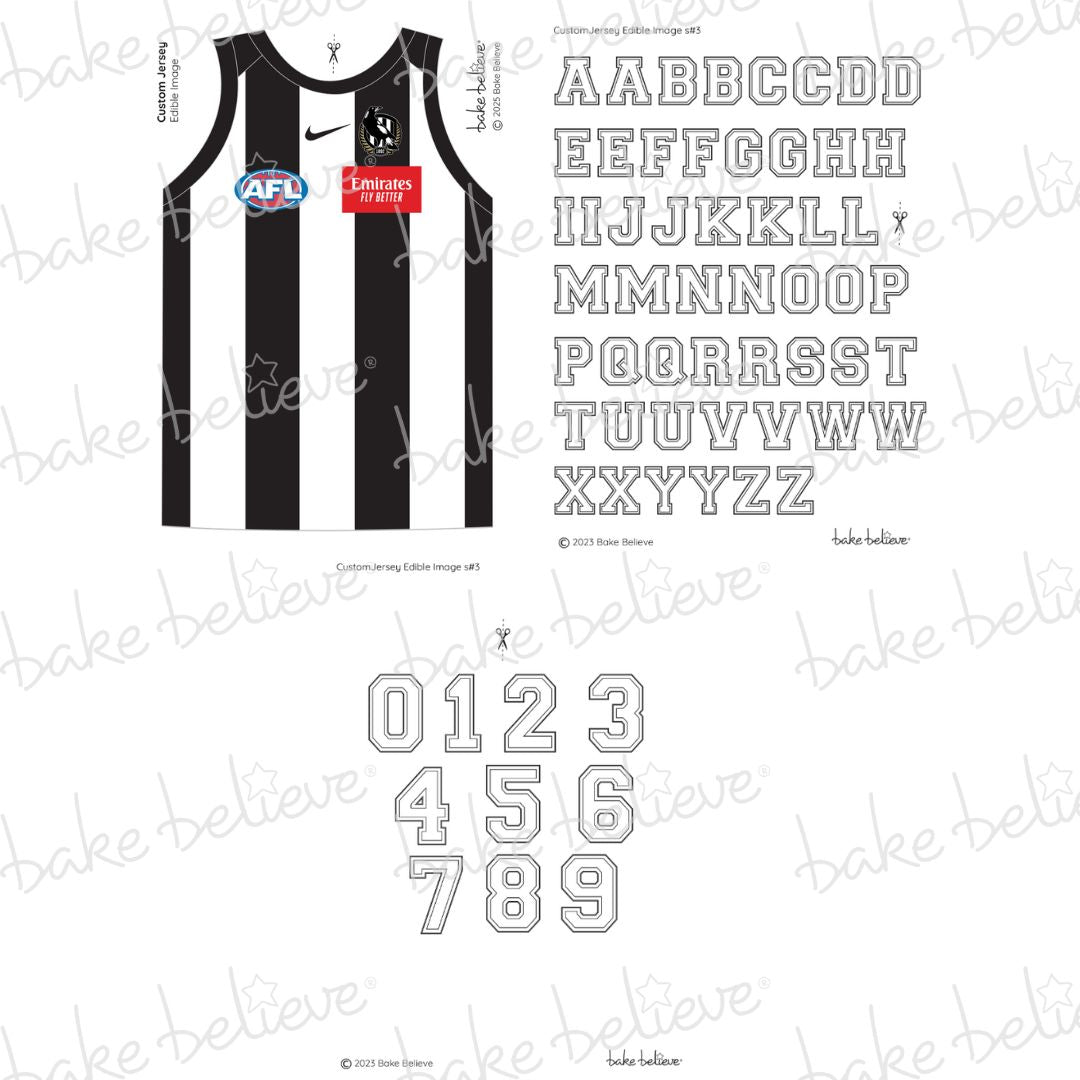 Collingwood AFL Jersey Edible Images