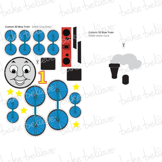 Custom 3D Blue Train Cake Kit