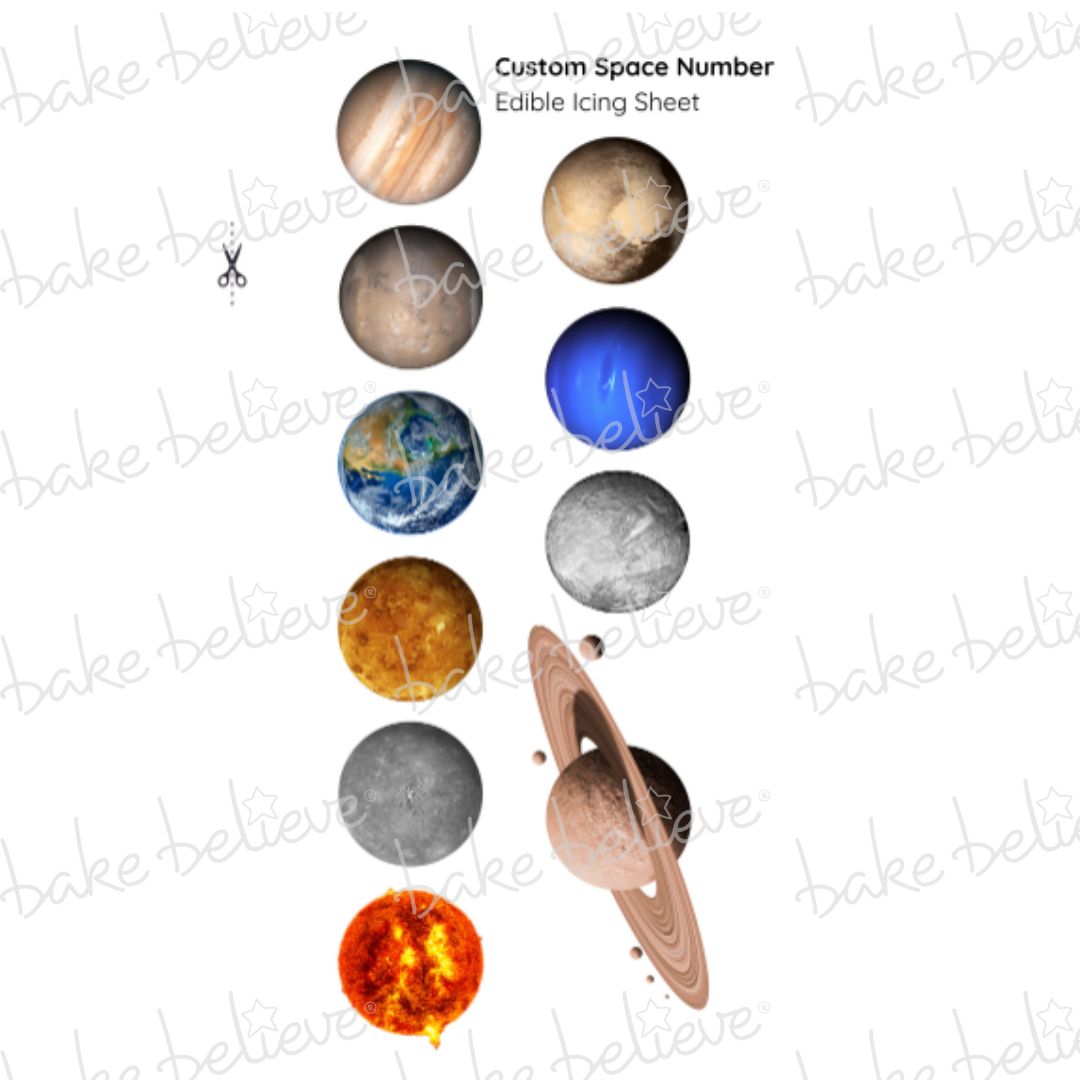 Custom Space Number Edible Images