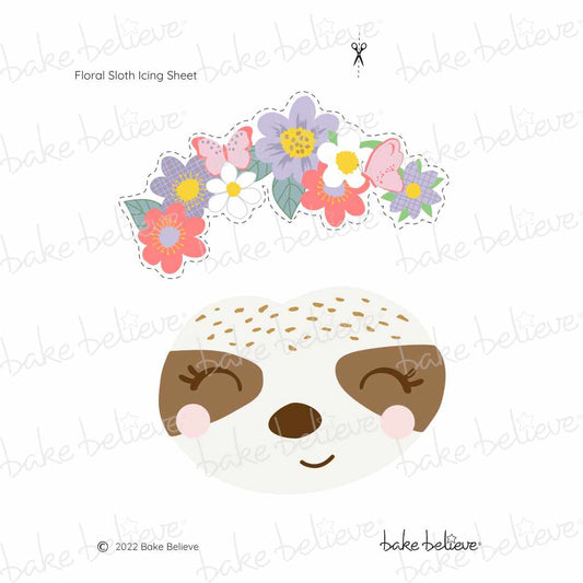 Floral Sloth Edible Image Set
