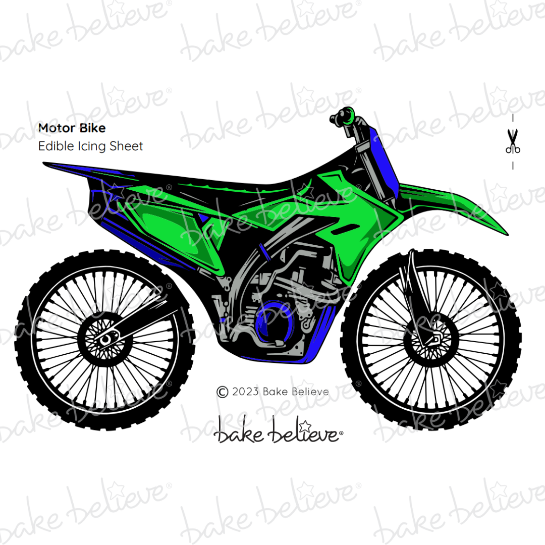 Green Motorbike Edible Image Set