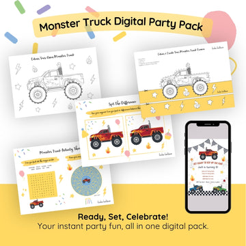 Monster Truck Party Pack | Printable Party Activities & Editable Invitation