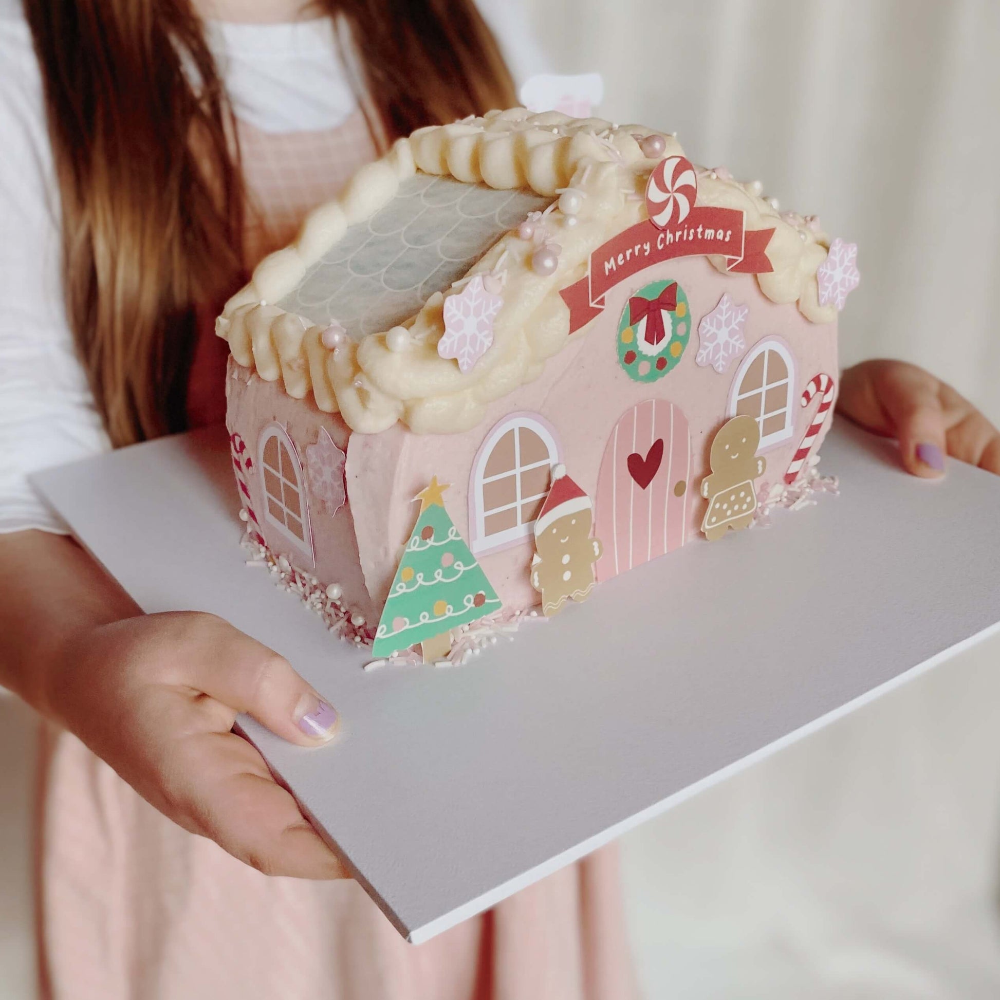 Pink Christmas House Cake Kit