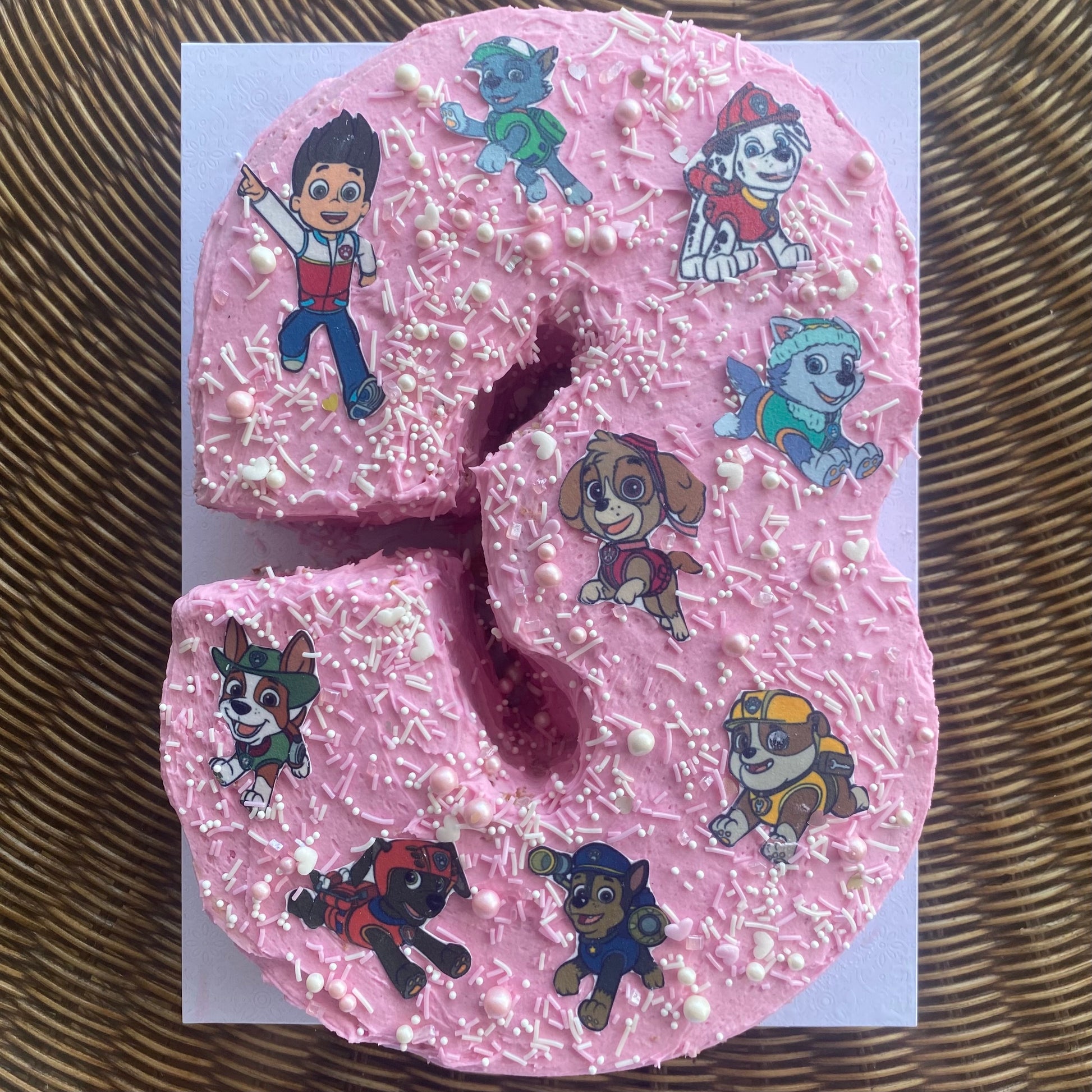 Custom Pink Paw Patrol Number Cake Kit