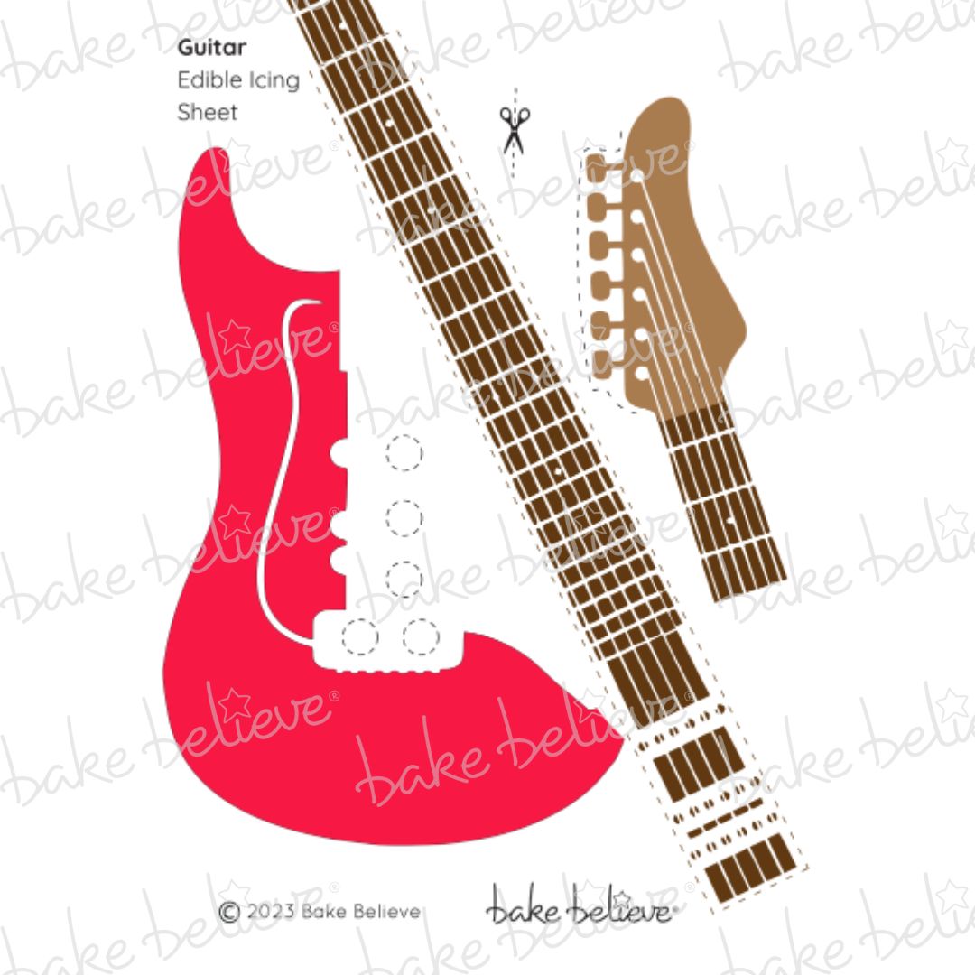 Red Guitar Edible Images