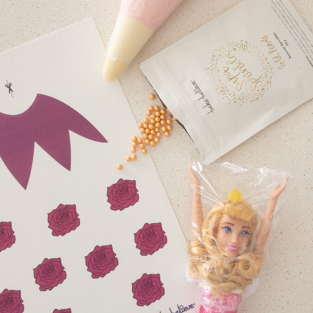 Sleeping Princess Dolly Varden Edible Images, Natural Sprinkles and Doll