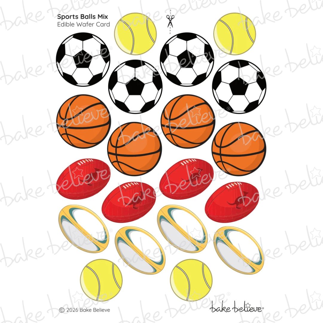 Sports Ball Mix Cupcake Edible Images