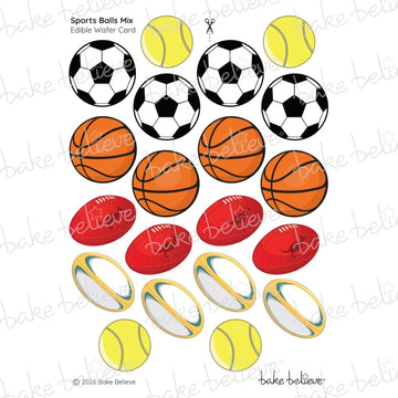 Sports Ball Mix Cupcake Edible Images