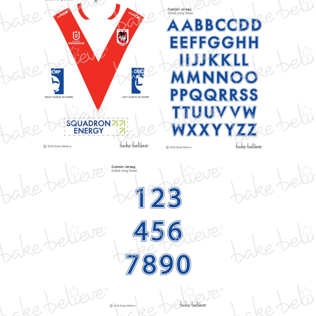 St. George Illawarra Dragons Rugby Jersey Edible Images