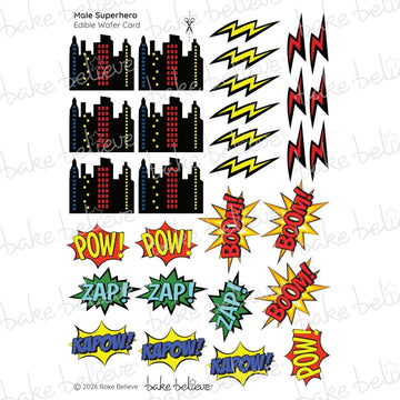 Male Superhero Cupcake Edible Images