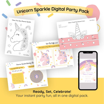 Unicorn Sparkle Party Pack | Printable Party Activities & Editable Invitation