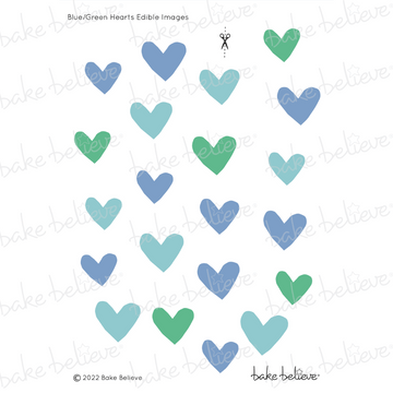 Blue & Green Heart Edible Images