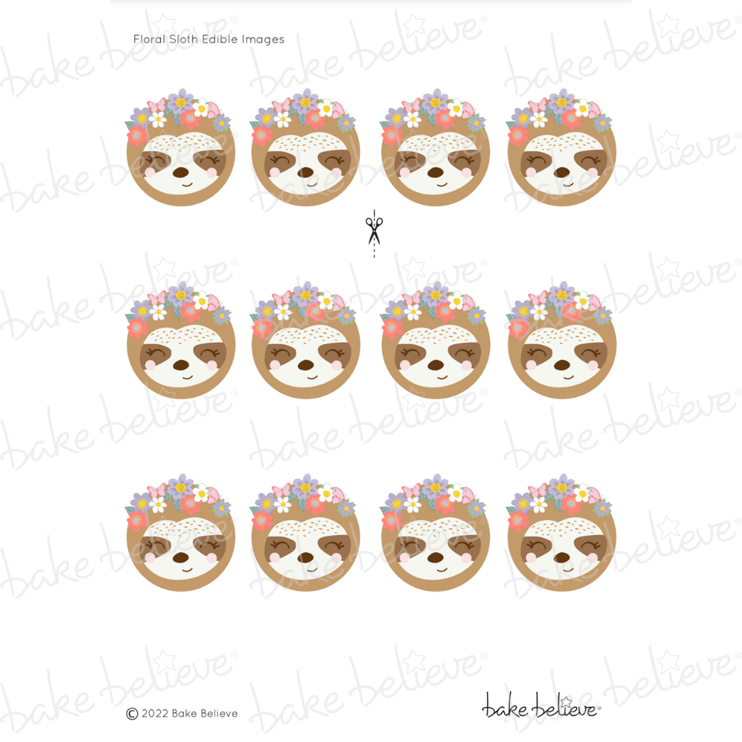 Floral Sloth Edible Images