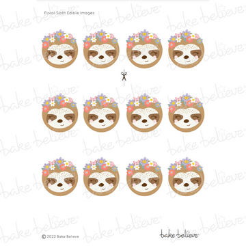 Floral Sloth Edible Images