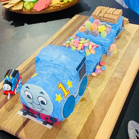 Custom 3D Blue Train Cake Kit